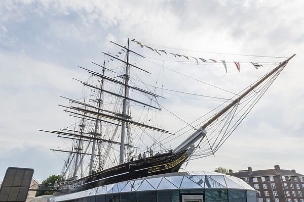 The clipper ship Cutty Sark on display at Greenwich Pier, Greenwich, London, England