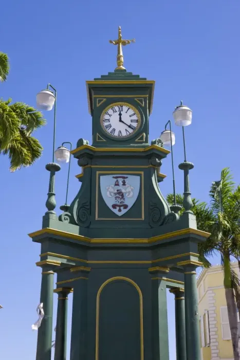 Framed Print : Clock Tower in the centre of capital, Piccadilly Circus, Basseterre, St Framed Print : Clock Tower in the centre of capital, Piccadilly Circus, Basseterre, St