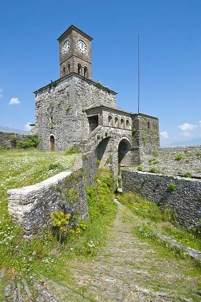 Clock tower in the citadel of Gjirokaster, UNESCO World Heritage Site, Albania, Europe