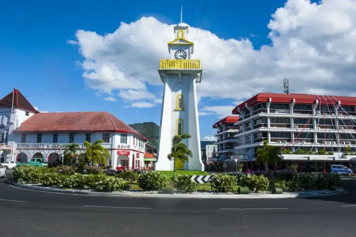 Framed Print : Clock tower in downtown Apia, Upolu, Samoa, South Pacific, Pacific