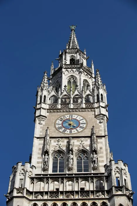 Framed Print : Clock Tower, New Town Hall, Marienplatz (Plaza) (Square), Old Town, Munich, Bavaria, Germany, Europe