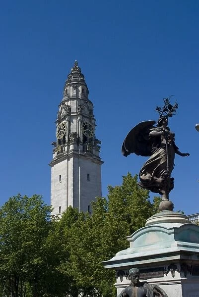 Clock Tower and South Africa war memorial, Cardiff, Wales, United Kingdom, Europe