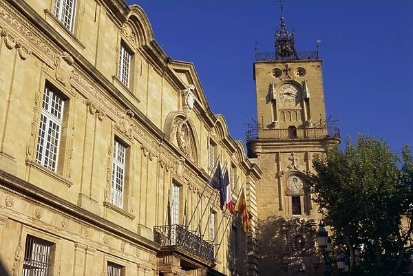 The clock tower (Tour de l Horloge), and town hall in Aix en Provence