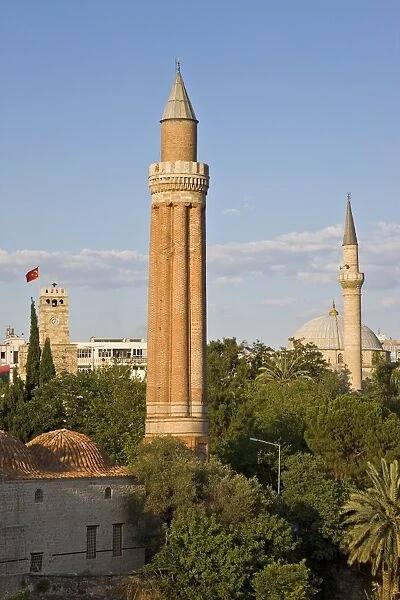 Clocktower (Saat Kulesi), Yivli Minare (Grooved Minaret) and Tekeli Memet Pasa Mosque in the historic district of Kaleici, Antalya, Anatolia, Turkey, Asia