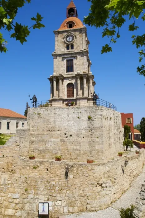 Framed Print : Clocktower in the Turkish District of the City of Rhodes, UNESCO World Heritage Site
