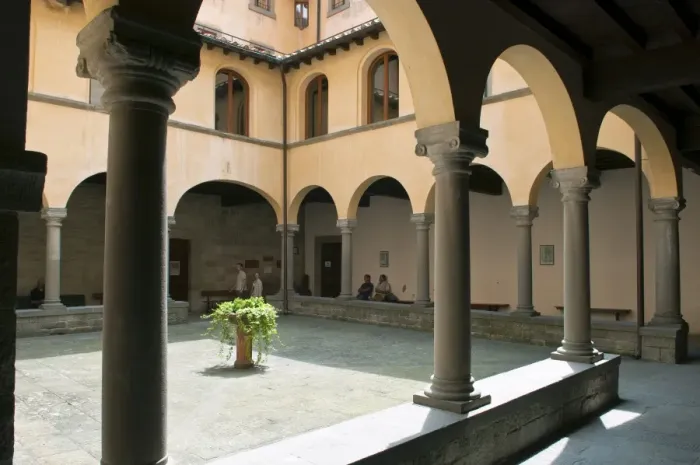 Framed Print : Cloister of the Benedictine Monastery of Camaldoli, Camaldoli, Poppi, Arezzo province Framed Print : Cloister of the Benedictine Monastery of Camaldoli, Camaldoli, Poppi, Arezzo province