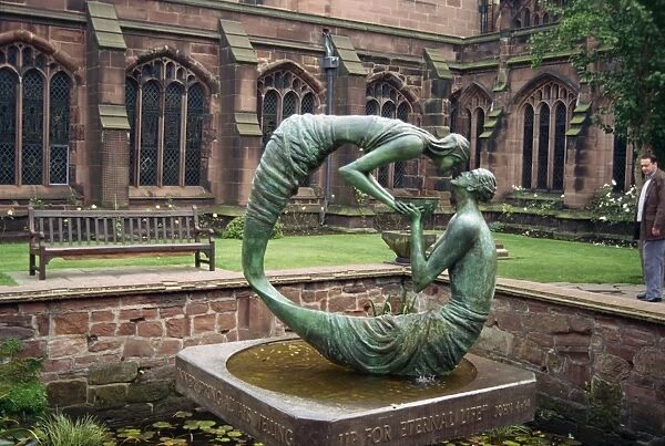 Cloister garden, Chester Cathedral, Cheshire, England, United Kingdom, Europe