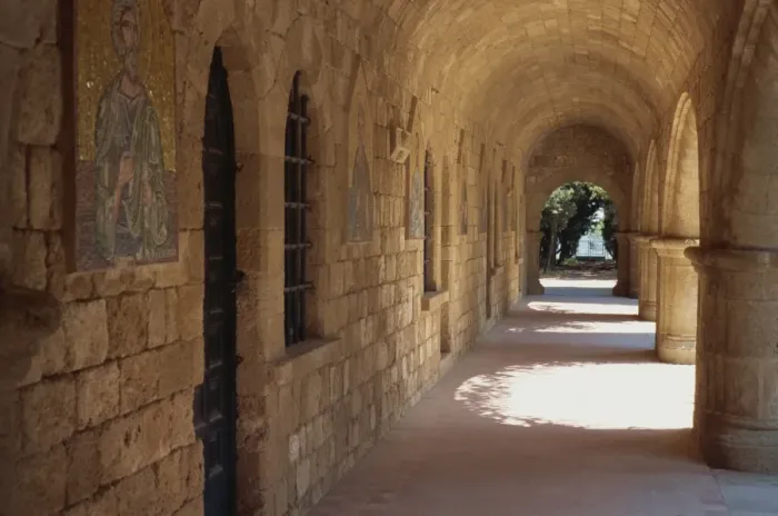 Framed Print : Cloisters in the Christian Monastery of Pileramos Framed Print : Cloisters in the Christian Monastery of Pileramos