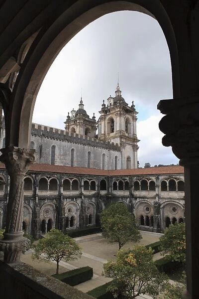 The cloisters and courtyard of Alcobaca Monastery, UNESCO World Heritage Site
