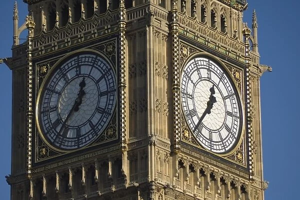 Close up of Big Bens clock face, Houses of Parliament, Westminster