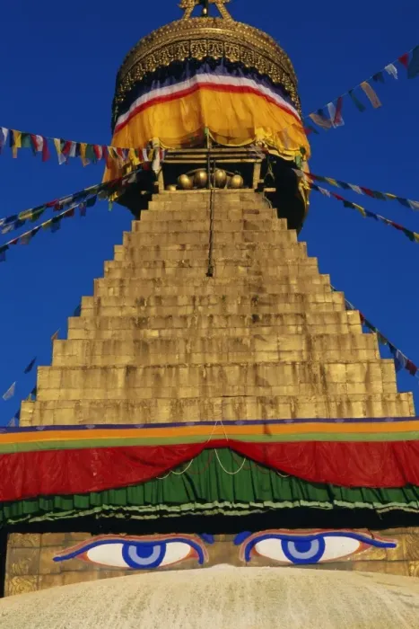 Framed Print : Close up of the Buddhist stupa at Bodnath (Bodhnath) (Boudhanath)