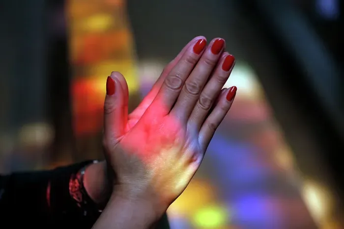 Framed Print : Close up of hands of woman praying in a church, Turckheim, France, Europe Framed Print : Close up of hands of woman praying in a church, Turckheim, France, Europe