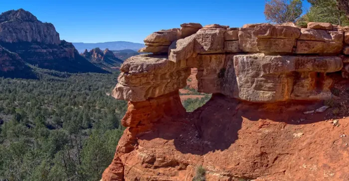 Framed Print : Close up of the Merry Go Round Arch east of Mitten Ridge in Sedona, Arizona, United
