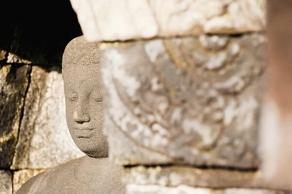 Close up of stone Buddha at Borobudur Temple, UNESCO World Heritage Site, Java, Indonesia, Southeast Asia, Asia
