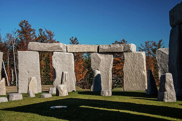 Close up of Stonehenge copy in Makomanai Takino Cemetery, Sapporo, Hokkaido, Japan, Asia