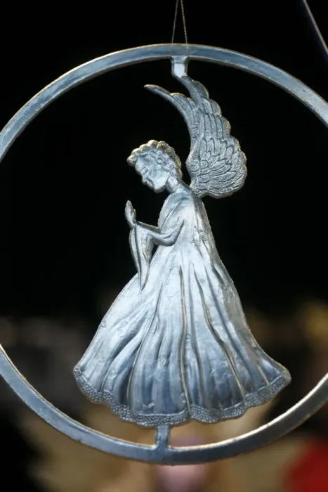 Framed Print : Close-up of angel decoration, Christmas market, Munich, Bavaria, Germany, Europe