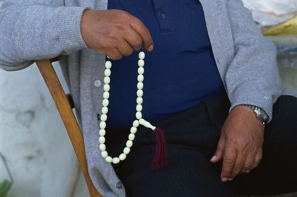 Close-up of beads used as a rosary for prayers or as a pastime, Komboloi, Cyprus, Europe