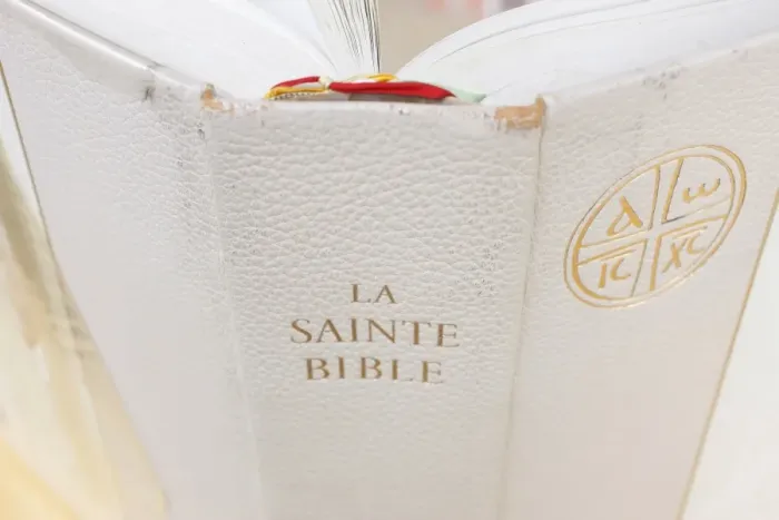 Framed Print : Close-up of the Bible, La Salette, Isere, France, Europe Framed Print : Close-up of the Bible, La Salette, Isere, France, Europe
