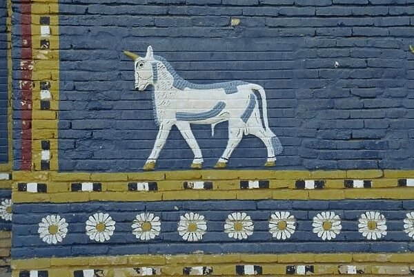 Close-up of Bull of Adad symbol on the Ishtar Gate