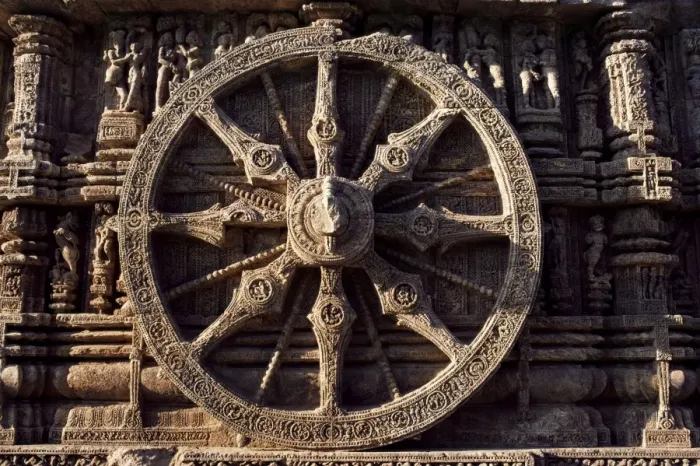 Framed Print : Close-up of carved chariot wheel Framed Print : Close-up of carved chariot wheel