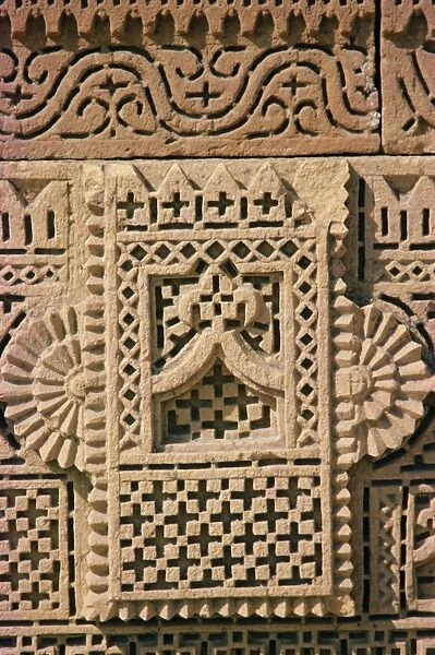 Close-up of carved sandstone