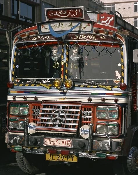Close-up of a decorated bus