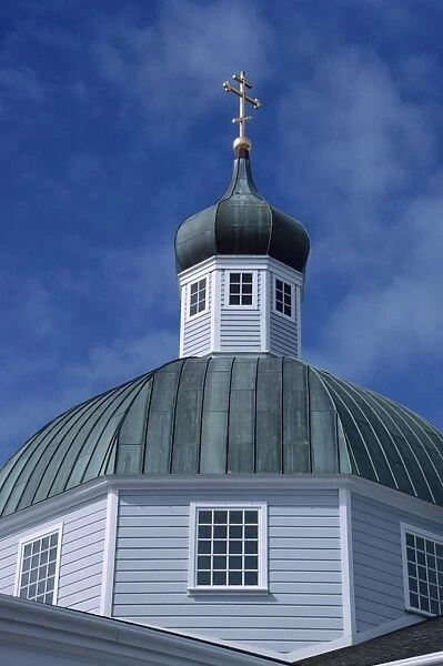 Close-up of dome and roof of church in Sitka