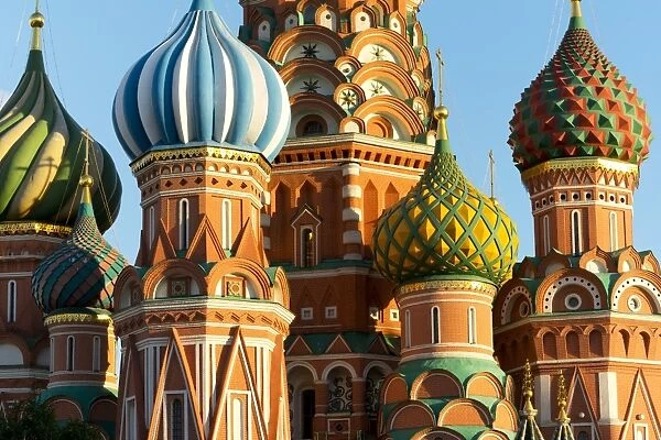 Close-up of the domes of St. Basils Cathedral, UNESCO World Heritage Site, Moscow