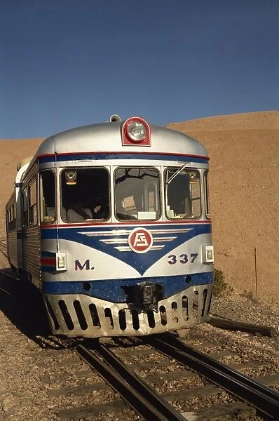 Close-up of the engine of the Bolivian Railways Ferrobus on the border of Bolivia