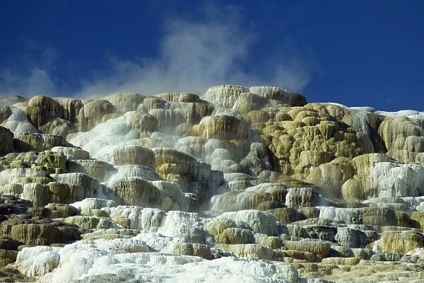 Close-up of the limestone terraces formed by volcanic