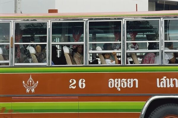 Close-up of the side of a local bus in Ayutthaya