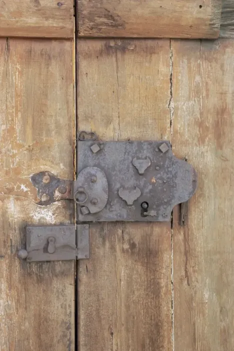 Framed Print : Close-up of lock on an old door Framed Print : Close-up of lock on an old door