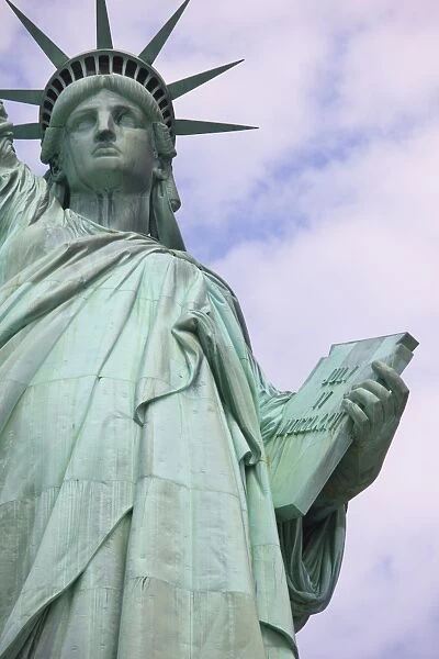 Close-up, low angle view of the Statue of Liberty, Liberty Island, New York City