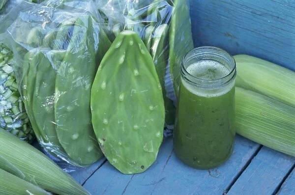 Close-up of Mexican drink of cactus