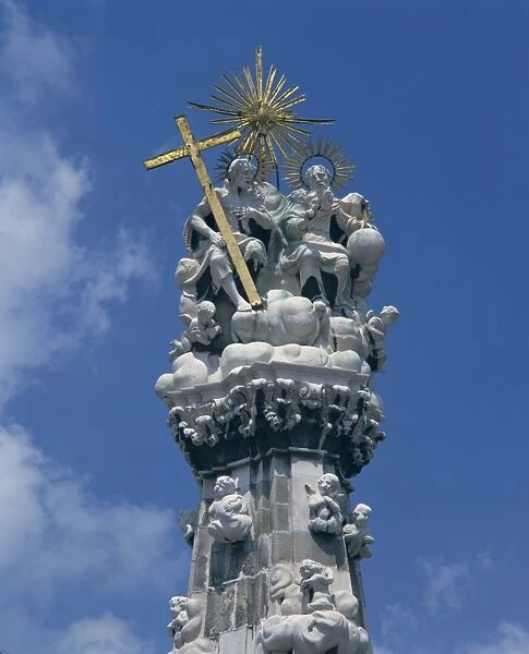 Close-up of the Plague Column in the Castle District of Budapest
