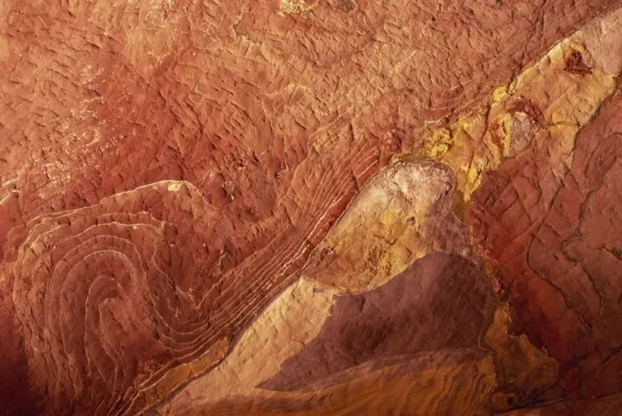 Framed Print : Close-up of polychromic sandstone rock patterns Framed Print : Close-up of polychromic sandstone rock patterns
