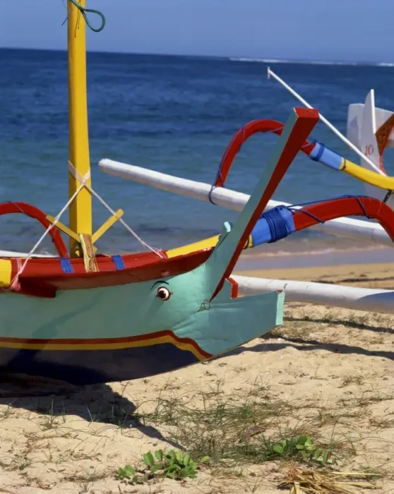 Framed Print : Close-up of the prow of an outrigger fishing boat on Sanur beach Framed Print : Close-up of the prow of an outrigger fishing boat on Sanur beach