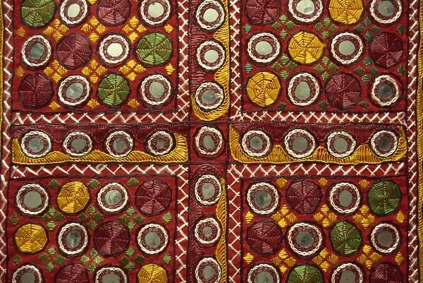 Close-up of Rajasthani embroidery, Rajasthan state, India, Asia