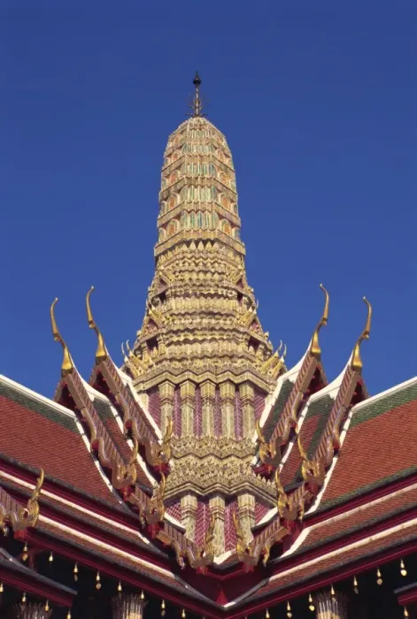 Framed Print : Close-up of the roof and spire on the Grand Palace in Bangkok, Thailand Framed Print : Close-up of the roof and spire on the Grand Palace in Bangkok, Thailand