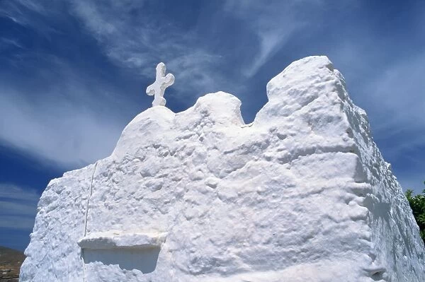 Close-up of rough walls of whitewashed chapel on Mykonos