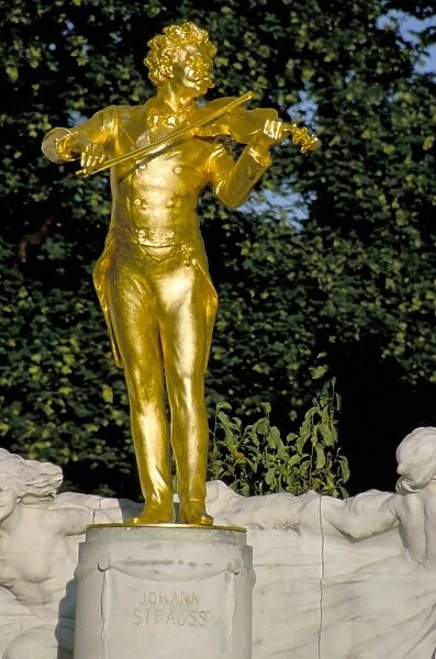 Close-up of statue on Strauss Memorial, Stadpark, Vienna, Austria, Europe