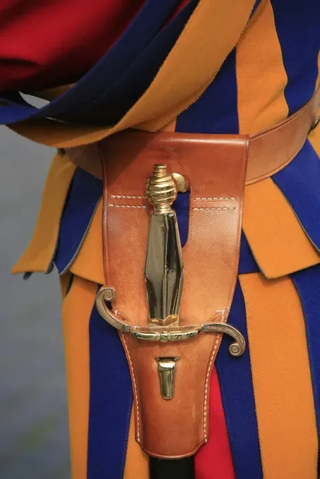 Framed Print : Close-up of a Swiss guards knife, Vatican, Rome, Lazio, Italy, Europe Framed Print : Close-up of a Swiss guards knife, Vatican, Rome, Lazio, Italy, Europe