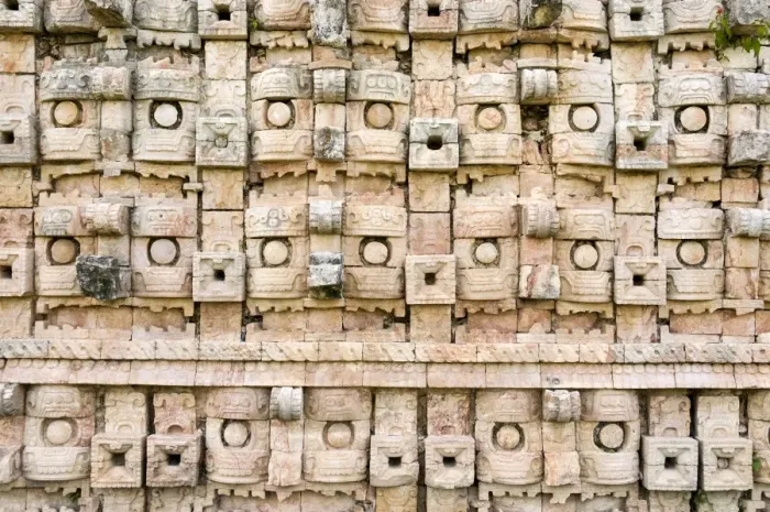 Framed Print : Close up of the wall at the Mayan ruins at El Palacio de los Mascarones (Palace of Masks), Kabah, Yucatan, Mexico, North America Framed Print : Close up of the wall at the Mayan ruins at El Palacio de los Mascarones (Palace of Masks), Kabah, Yucatan, Mexico, North America