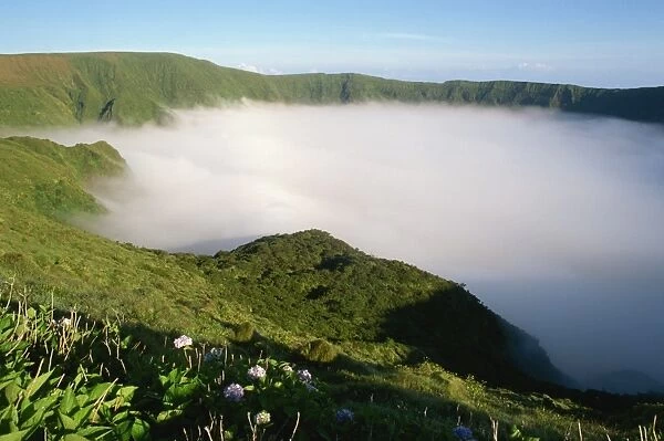 Cloud in crater, Caldeira, Faial, Azores, Portugal, Europe
