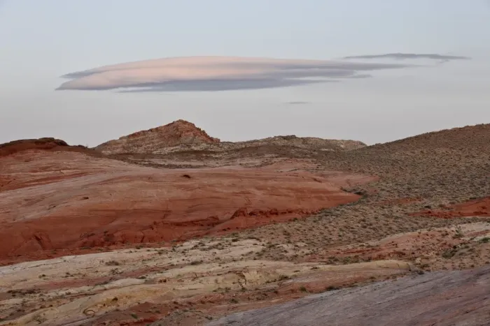 Framed Print : Cloud at dusk over the red and yellow sandstone, Valley Of Fire State Park, Nevada, United States of America, North America