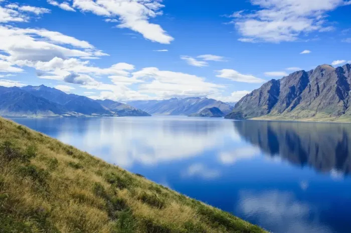 Framed Print : Cloud reflections in Lake Hawea, Hst Pass, South Island, New Zealand, Pacific Framed Print : Cloud reflections in Lake Hawea, Hst Pass, South Island, New Zealand, Pacific