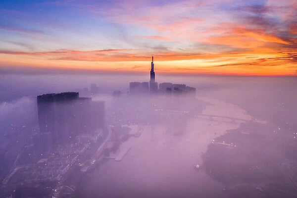 Clouds in the city, Ho Chi Minh City, Vietnam, Indochina, Southeast Asia, Asia