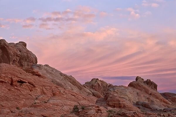 Clouds at dawn over sandstone formations, Valley of Fire State Park, Nevada, United States of America, North America