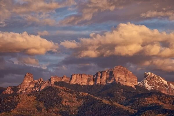 Clouds over Palisades at sunset, Uncompahgre National Forest, Colorado, United States of America