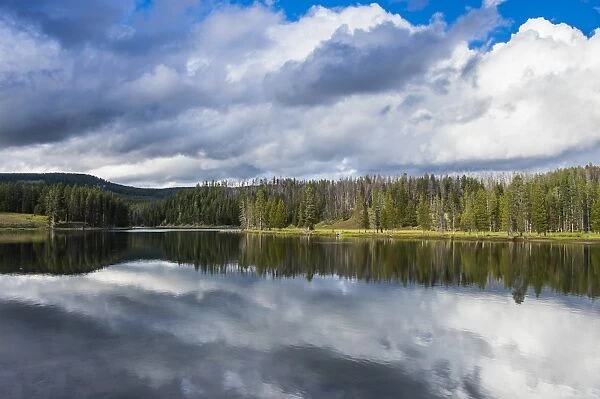 Clouds reflecting in the Yellowstone River, Yellowstone National Park, UNESCO World Heritage Site, Wyoming, United States of America, North America